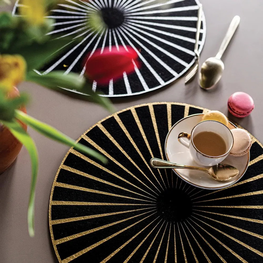 Placemats - Felt Placemat Raini Noir/Argent Diameter 40 - MAISON VIVARAISE - SDE VIVARAISE WINKLER