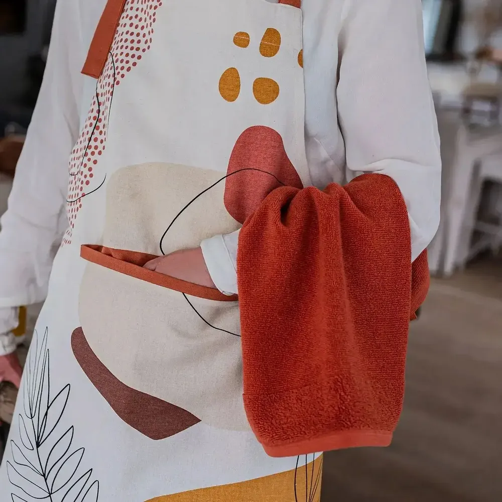 Ustensiles de cuisine - Essuie-mains oeillet Curl Terracotta 50 x 50 - MAISON VIVARAISE - SDE VIVARAISE WINKLER