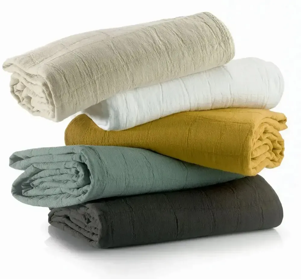 Bed linens - Recycled Bed Throw Titou Lin 240 X 260 - MAISON VIVARAISE - SDE VIVARAISE WINKLER