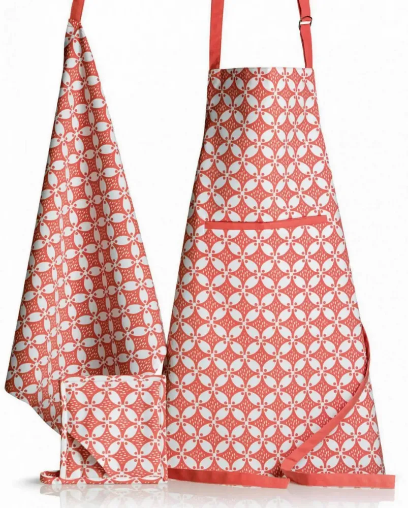 Tabliers de cuisine - Tablier de cuisine enduit Fatou recyclé Corail 72 x 85 - MAISON VIVARAISE - SDE VIVARAISE WINKLER