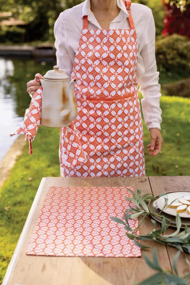 Tabliers de cuisine - Tablier de cuisine enduit Fatou recyclé Corail 72 x 85 - MAISON VIVARAISE - SDE VIVARAISE WINKLER