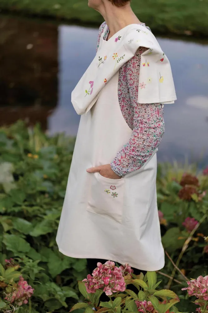 Aprons - Recycled Gardenia kitchen apron Écru 110 X 80 - MAISON VIVARAISE - SDE VIVARAISE WINKLER
