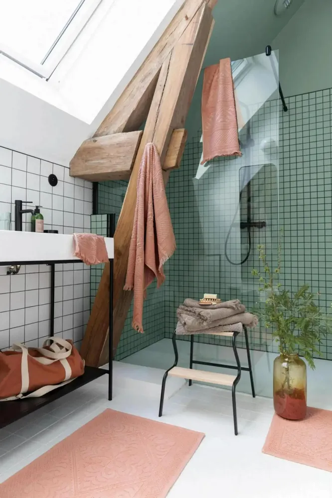Autres linges de bain - Tapis de bain uni Enzo Argile 54 x 64 - MAISON VIVARAISE - SDE VIVARAISE WINKLER