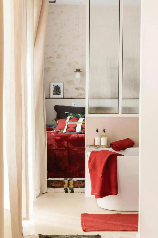 Other bath linens - Etia Bath Mat Geranium 54 X 64 - MAISON VIVARAISE - SDE VIVARAISE WINKLER