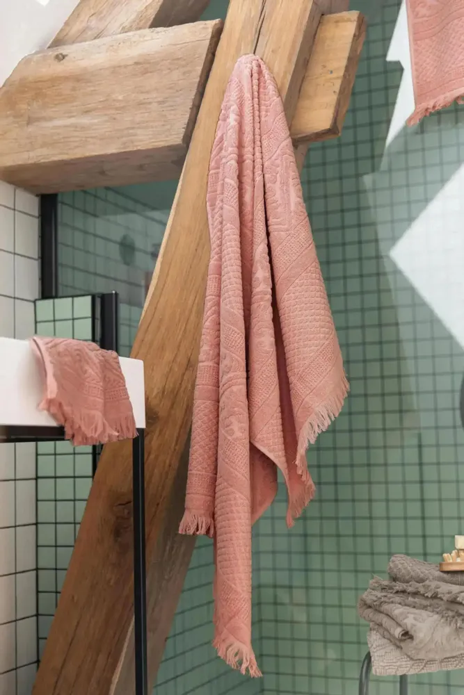 Serviettes de bain - Serviette de toilette uni Zoe Argile 50 x 100 - MAISON VIVARAISE - SDE VIVARAISE WINKLER