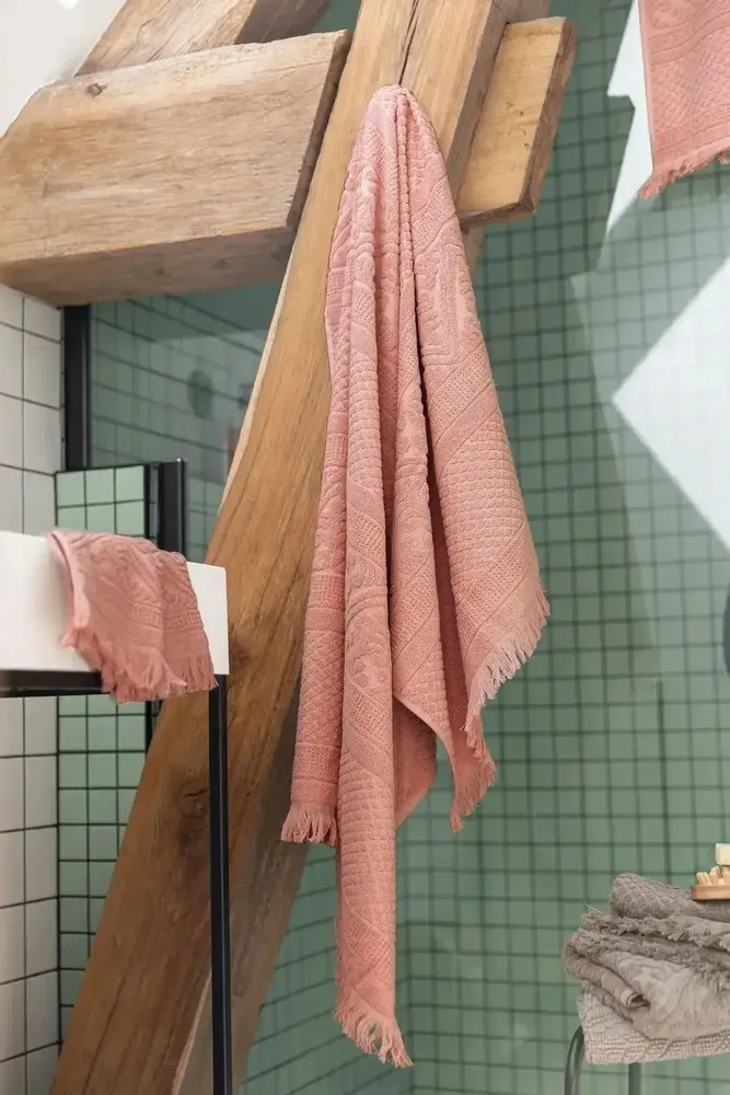 Serviettes de bain - Drap de douche uni Zoe Argile 70 x 140 - MAISON VIVARAISE - SDE VIVARAISE WINKLER