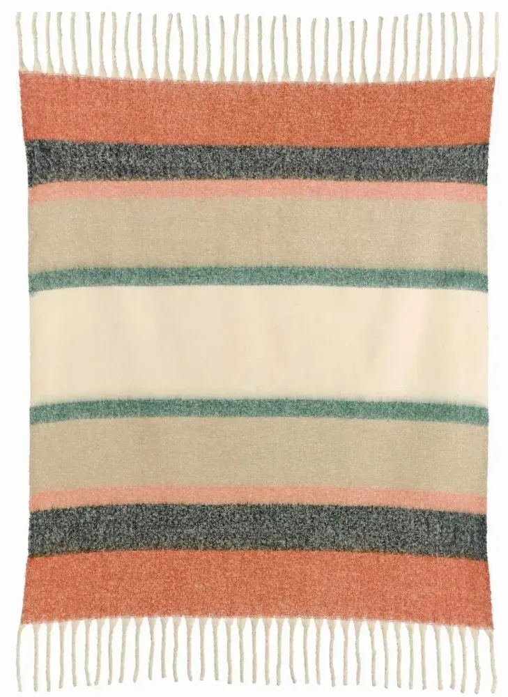 Plaids - Plaid rayé recyclé Isabel Chataigne 130 x 160 - MAISON VIVARAISE - SDE VIVARAISE WINKLER