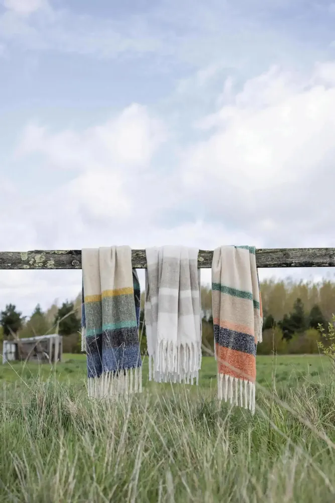 Plaids - Plaid rayé recyclé Isabel Naturel 130 x 160 - MAISON VIVARAISE - SDE VIVARAISE WINKLER