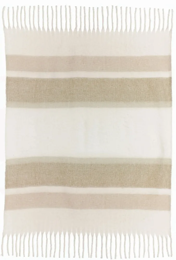 Plaids - Plaid rayé recyclé Isabel Naturel 130 x 160 - MAISON VIVARAISE - SDE VIVARAISE WINKLER