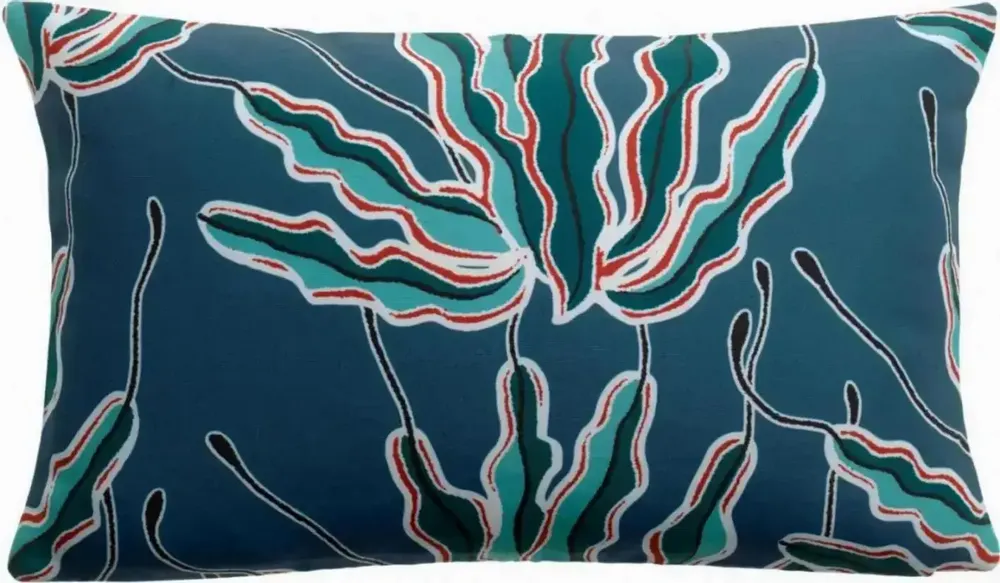 Coussins - Coussin imprimé Alga outdoor Indigo 30 x 50 - MAISON VIVARAISE - SDE VIVARAISE WINKLER