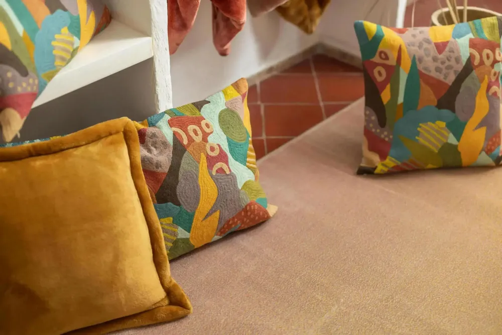 Cushions - Embroidered Cushion Izel Minéral 30 X 50 - MAISON VIVARAISE - SDE VIVARAISE WINKLER