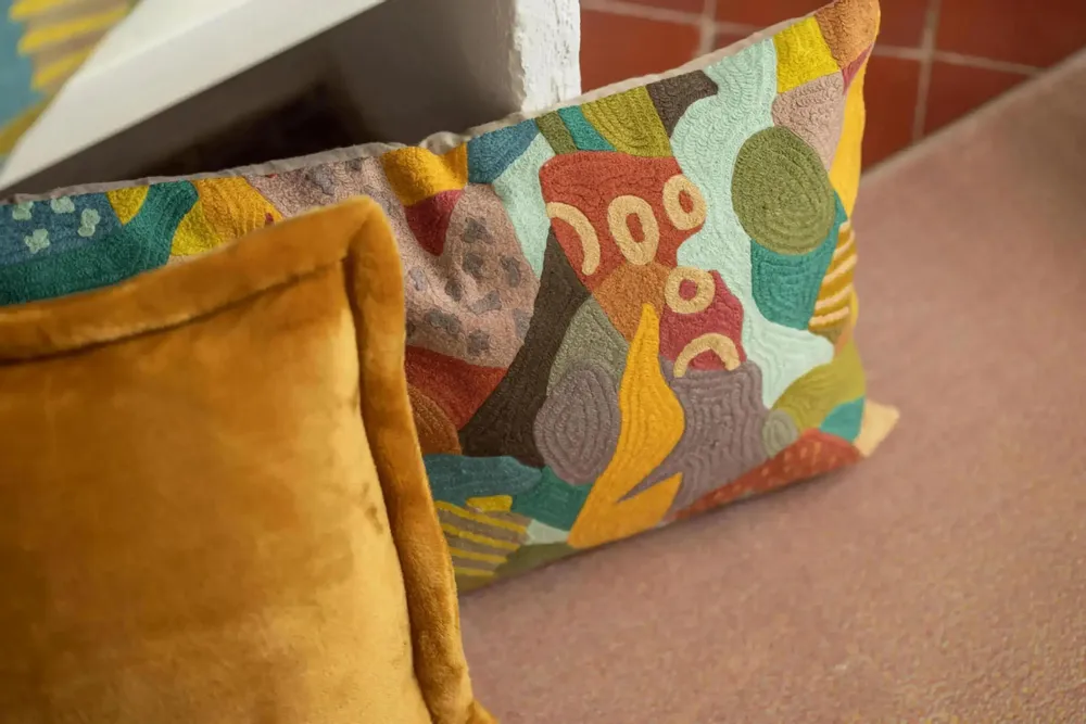 Cushions - Embroidered Cushion Izel Minéral 40 X 65 - MAISON VIVARAISE - SDE VIVARAISE WINKLER