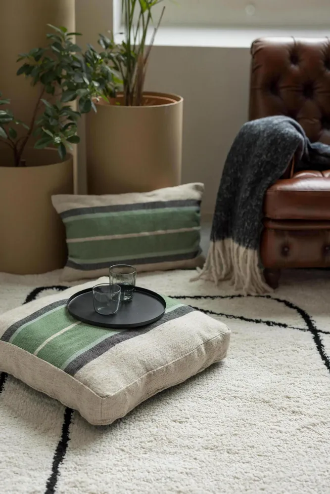 Cushions - Gatsby Floor Cushion Eucalyptus 55 X 55 X 10 - MAISON VIVARAISE - SDE VIVARAISE WINKLER