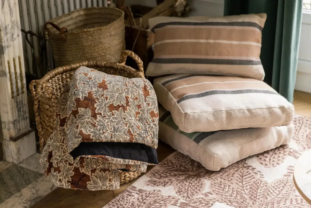 Cushions - Gatsby Floor Cushion Sienne 55 X 55 X 10 - MAISON VIVARAISE - SDE VIVARAISE WINKLER
