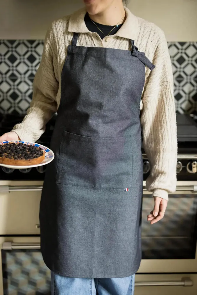 Aprons - Edouard Kitchen Apron Jeans 64 X 85 - MAISON VIVARAISE - SDE VIVARAISE WINKLER