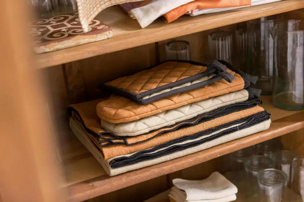 Maniques - Lot gant de cuisine/manique recyclé Grace Caramel 15 x 32 - MAISON VIVARAISE - SDE VIVARAISE WINKLER