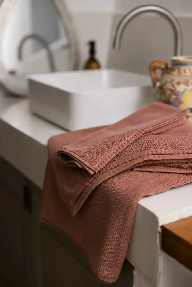 Serviettes de bain - Serviette invité Bora Terracotta 30 x 50 - MAISON VIVARAISE - SDE VIVARAISE WINKLER