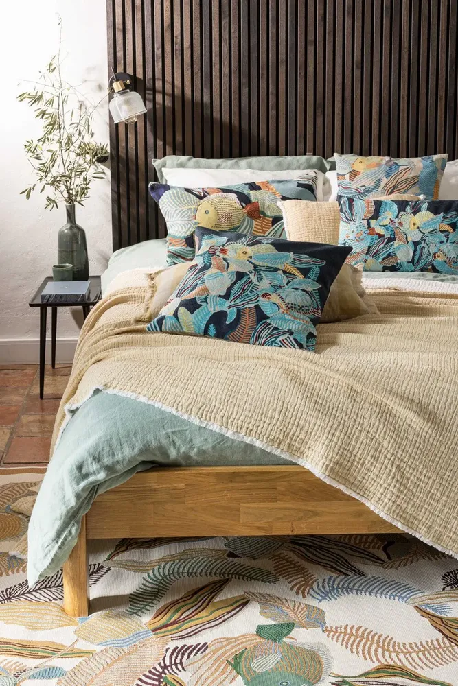 Cushions - Embroidered Cushion Dori Marine 45 X 45 - MAISON VIVARAISE - SDE VIVARAISE WINKLER