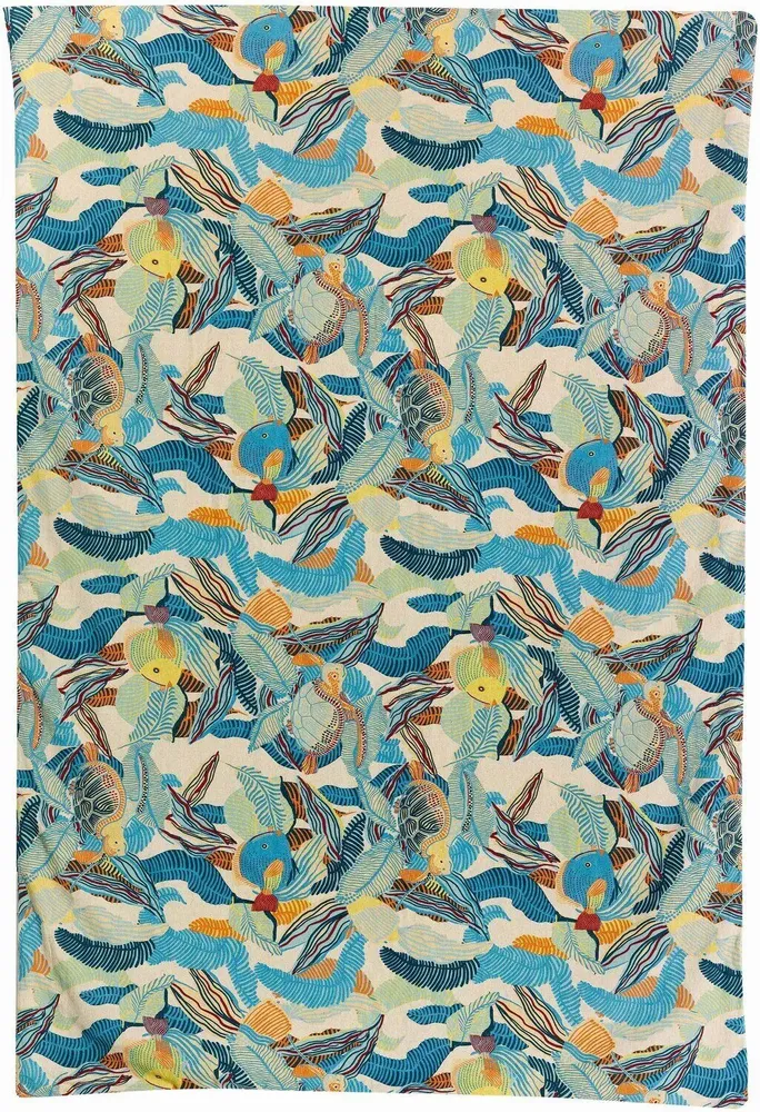 Throw blankets - Dori Printed Throw Blanket Lagon 135 X 200 - MAISON VIVARAISE - SDE VIVARAISE WINKLER