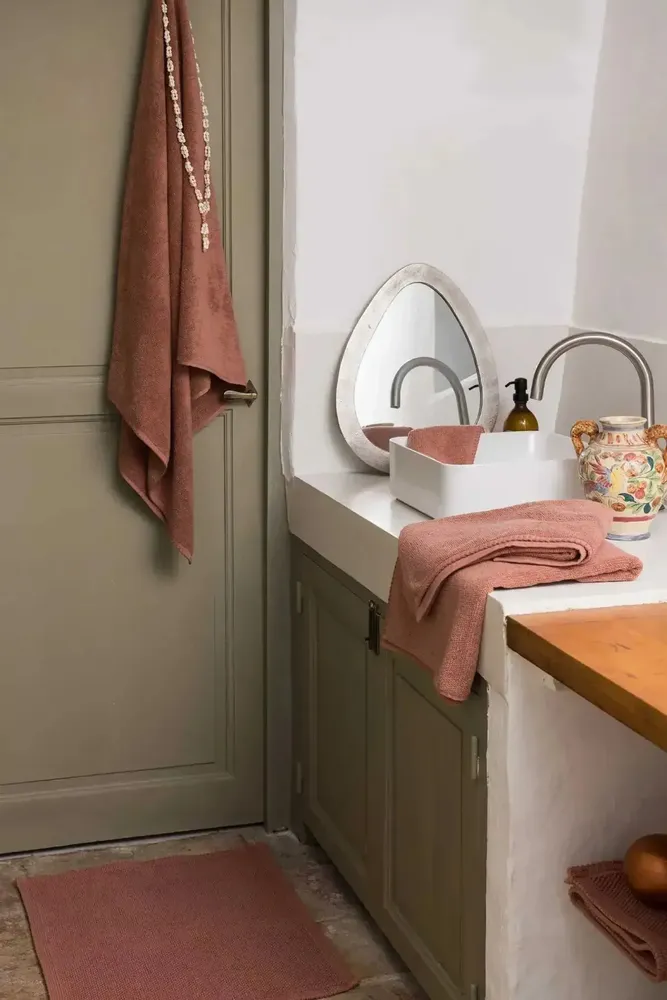 Autres linges de bain - Tapis de bain Etia Terracotta 54 x 64 - MAISON VIVARAISE - SDE VIVARAISE WINKLER