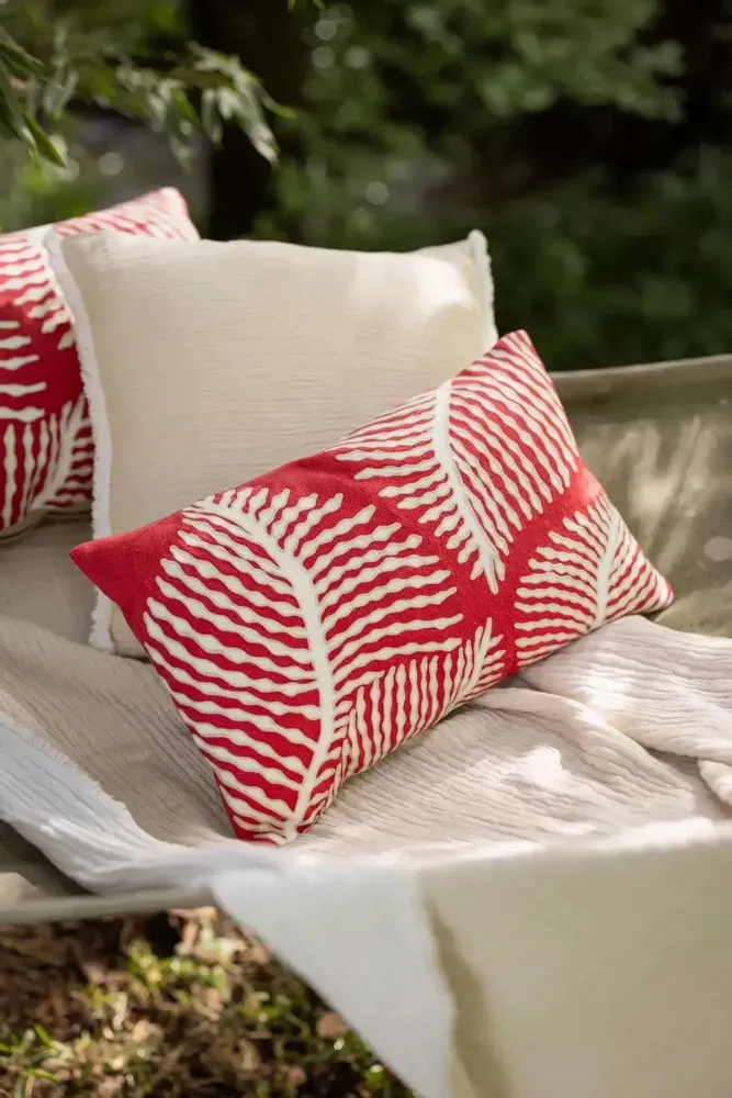 Cushions - Embroidered Cushion Flora Papaye 30 X 50 - MAISON VIVARAISE - SDE VIVARAISE WINKLER