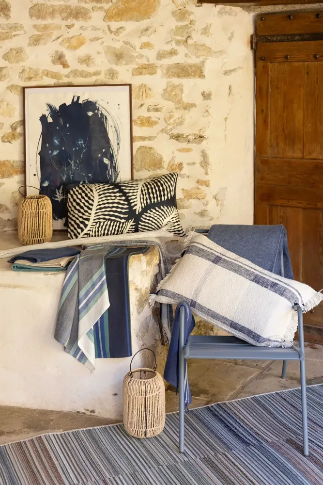 Cushions - Jane Jacquard Cushion Multi Marine 40 X 65 - MAISON VIVARAISE - SDE VIVARAISE WINKLER