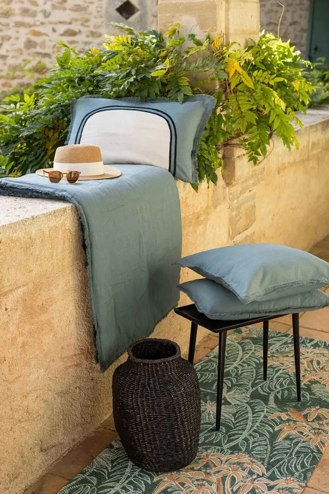 Throw blankets - Plain Laly Comforter Prusse 85 X 200 - MAISON VIVARAISE - SDE VIVARAISE WINKLER