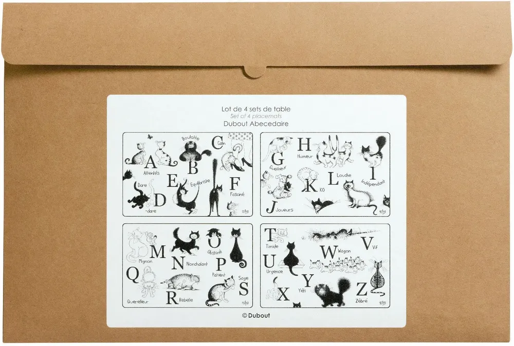 Table cloths - Set of 4 Dubout Abécédaire Placemats Noir/Blanc 30 X 45 - MAISON VIVARAISE - SDE VIVARAISE WINKLER
