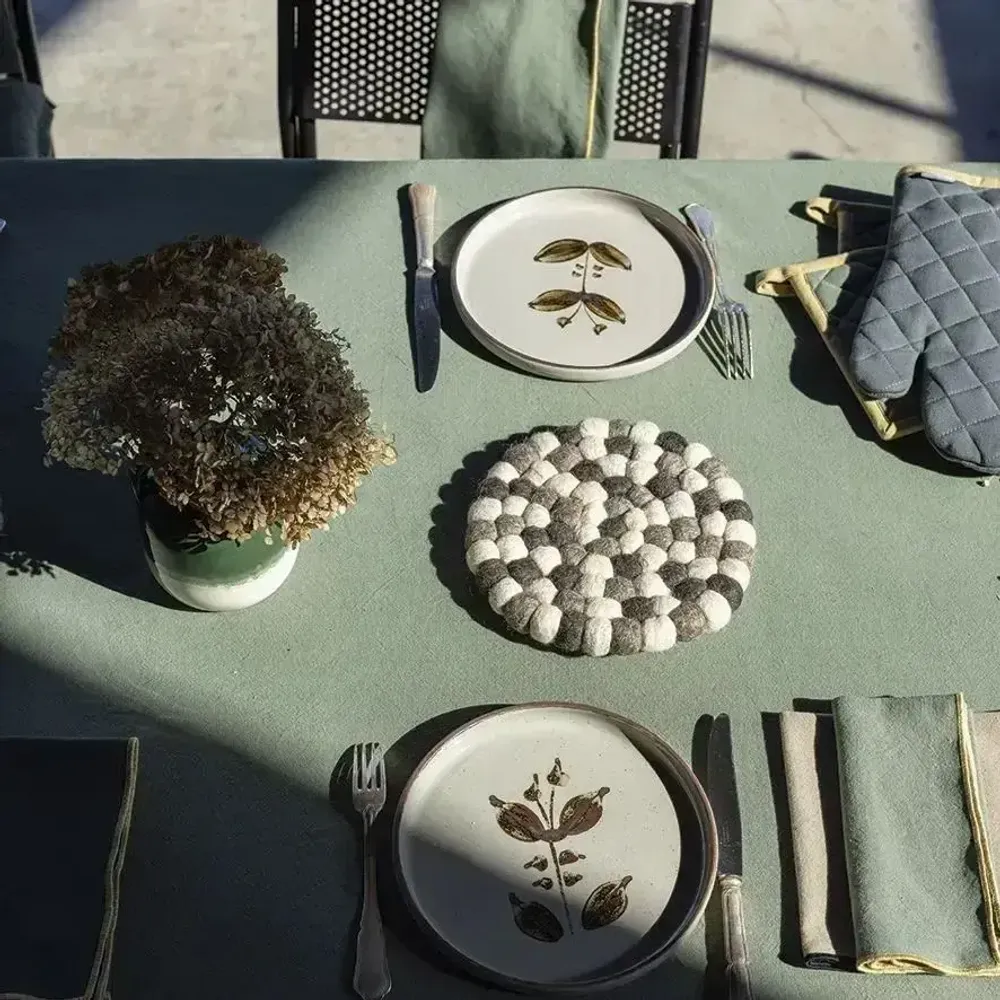 Napkins - Grace Recycled Table Napkin Matcha 40 X 40 - MAISON VIVARAISE - SDE VIVARAISE WINKLER