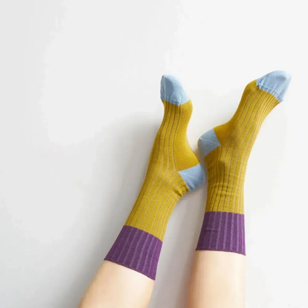 Chaussettes - Chaussettes Yvette Savora Jaune 39/41 - LA CERISE SUR LE GATEAU