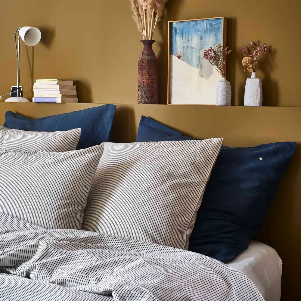 Linge de lit - Taie d'oreiller Léonie Caviar 65 x 65 - LA CERISE SUR LE GATEAU