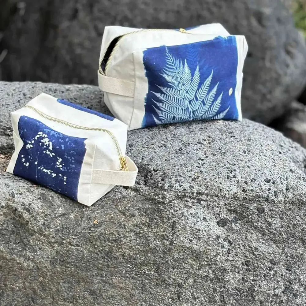 Clutches - Cube Pouch Fougère Bleu L 22 X 14 X 10,5 - LA CERISE SUR LE GATEAU