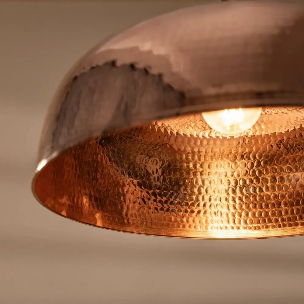 Ceiling lights - Handcrafted Hammered Solid Copper Dome Pendant Light - BELS & PEARL