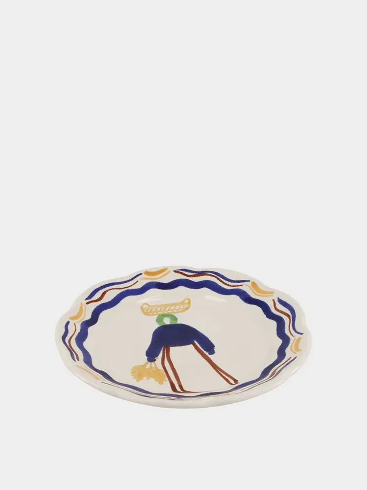 Everyday plates - HAND-PAINTED COMPORTA THE HARVESTER STONEWARE DESSERT PLATE - HOUSE OF CAPRICORN