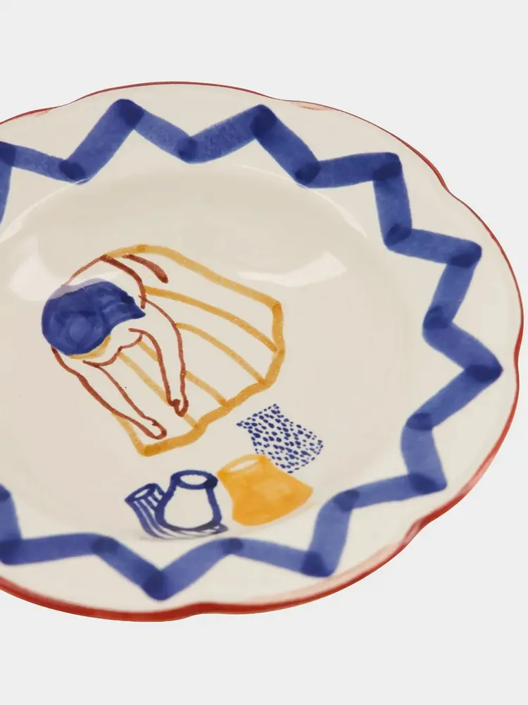 Everyday plates - HAND-PAINTED COMPORTA THE WATER CARRIER STONEWARE  SOUP PLATE - HOUSE OF CAPRICORN