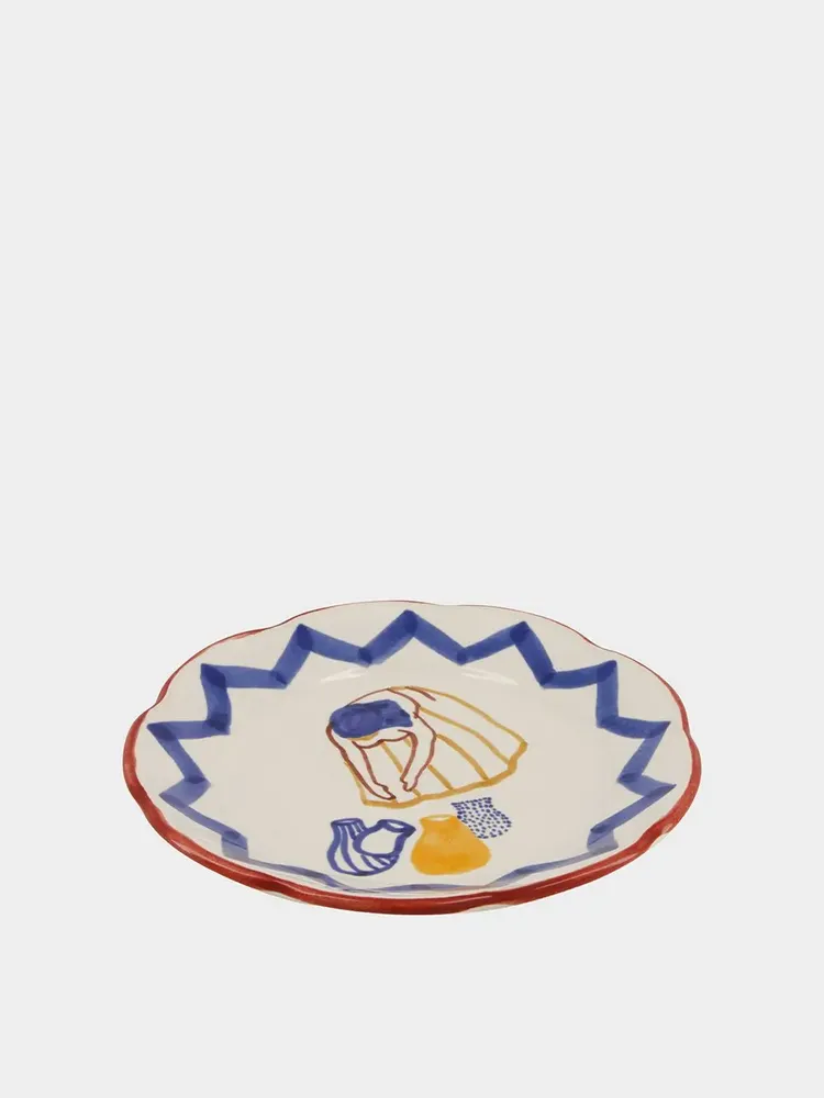 Everyday plates - HAND-PAINTED COMPORTA THE WATER CARRIER STONEWARE DESSERT PLATE - HOUSE OF CAPRICORN