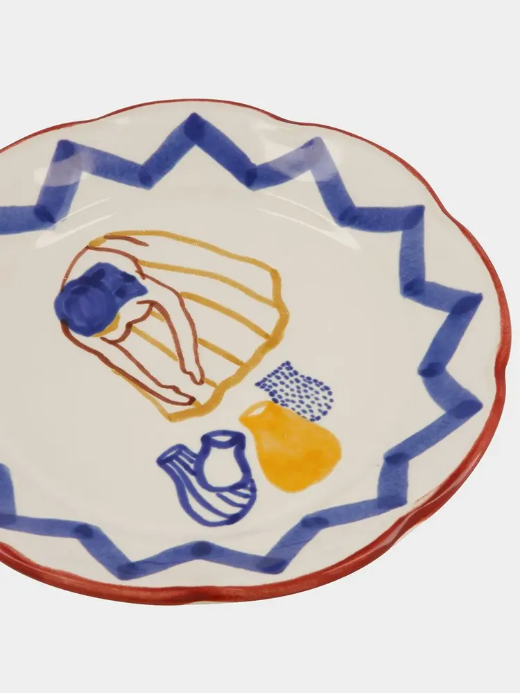 Everyday plates - HAND-PAINTED COMPORTA THE WATER CARRIER STONEWARE DESSERT PLATE - HOUSE OF CAPRICORN