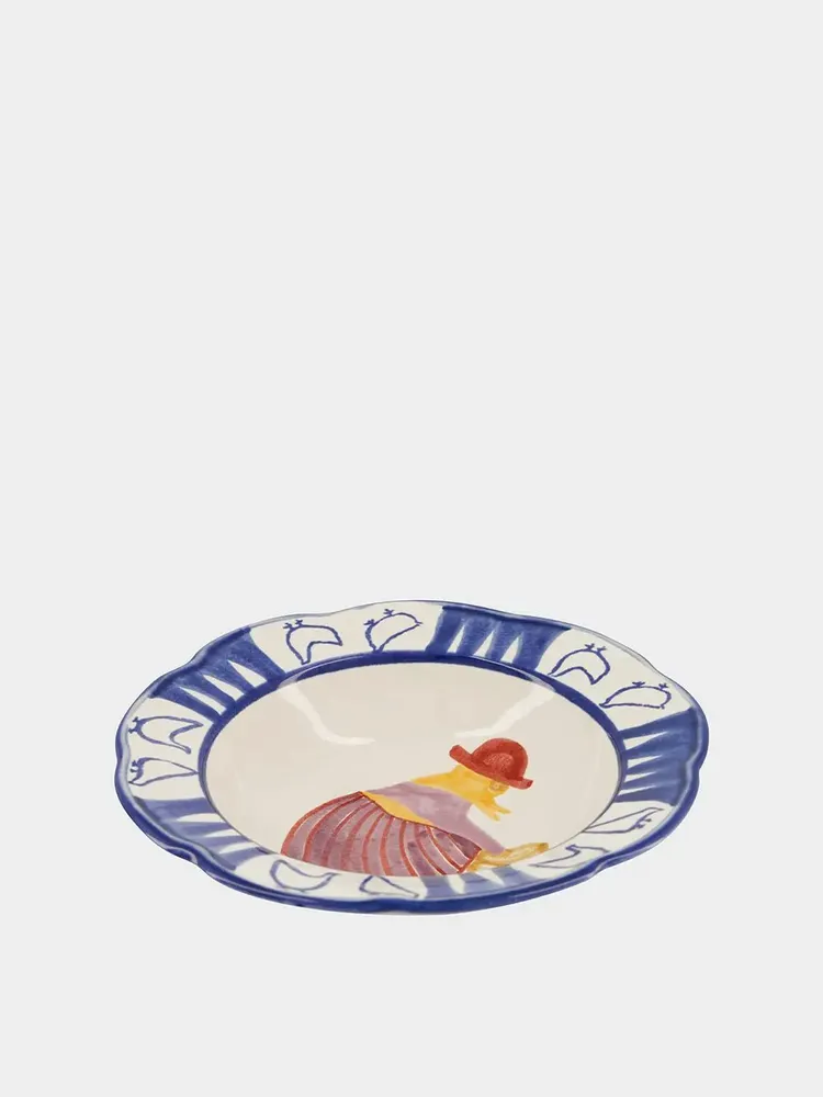 Everyday plates - HAND-PAINTED COMPORTA THE FARMER STONEWARE  SOUP PLATE - HOUSE OF CAPRICORN