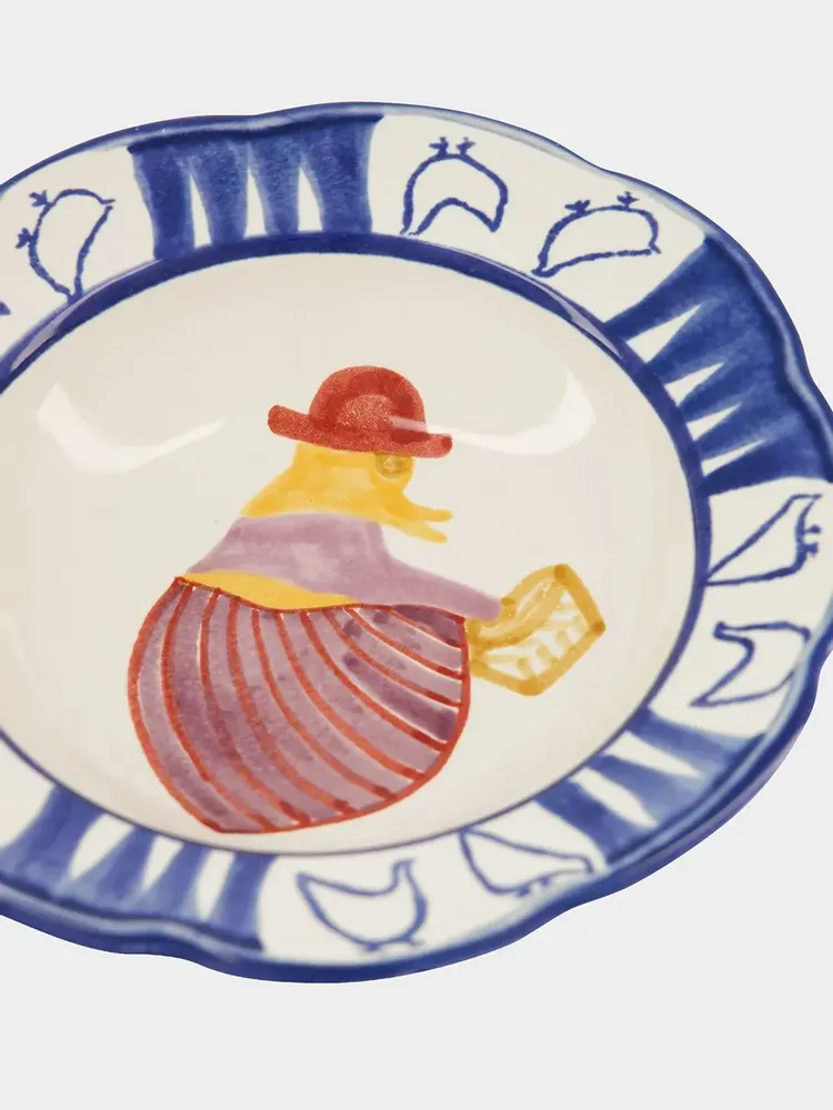 Everyday plates - HAND-PAINTED COMPORTA THE FARMER STONEWARE  SOUP PLATE - HOUSE OF CAPRICORN