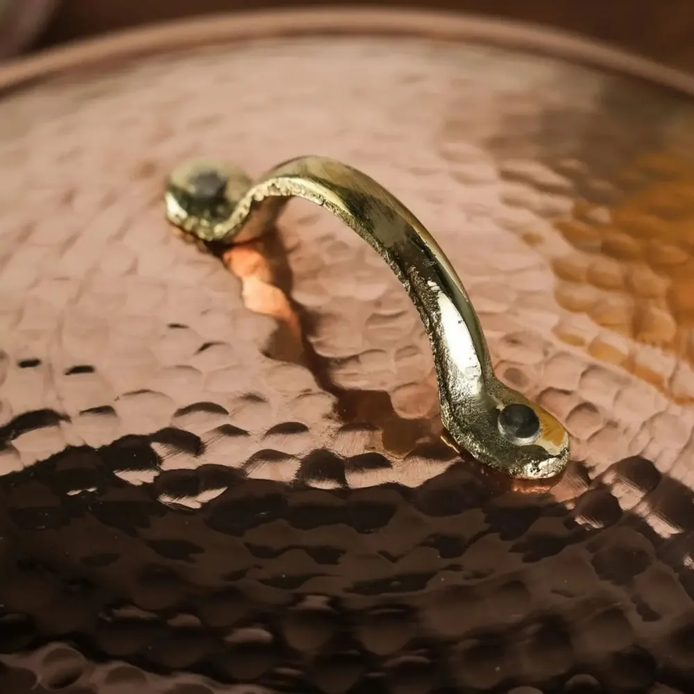 Casseroles - Casserole Artisanale en Cuivre Massif avec Couvercle - BELS & PEARL