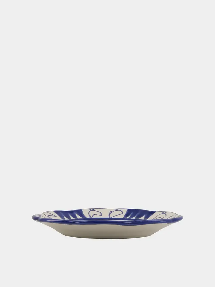 Everyday plates - HAND-PAINTED COMPORTA THE FARMER STONEWARE DESSERT PLATE - HOUSE OF CAPRICORN