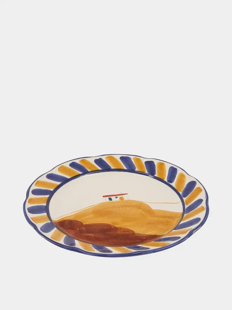 Everyday plates - HAND-PAINTED COMPORTA HOUSE STONEWARE DINNER PLATE - HOUSE OF CAPRICORN