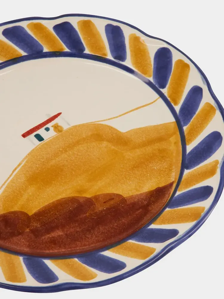 Everyday plates - HAND-PAINTED COMPORTA HOUSE STONEWARE DINNER PLATE - HOUSE OF CAPRICORN