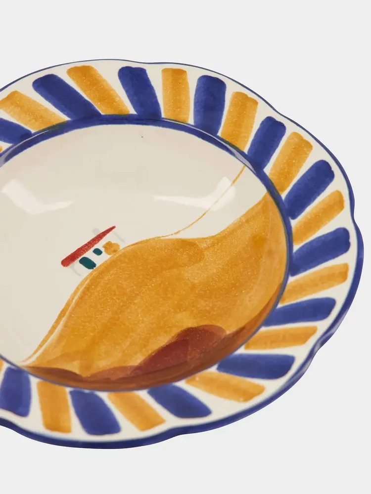Everyday plates - HAND-PAINTED COMPORTA HOUSE STONEWARE SOUP PLATE - HOUSE OF CAPRICORN