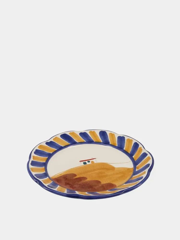 Everyday plates - HAND-PAINTED COMPORTA HOUSE STONEWARE DESSERT PLATE - HOUSE OF CAPRICORN