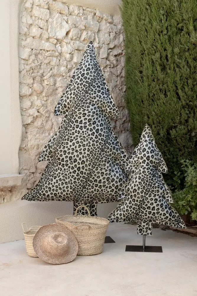 Coussins textile - Sapin lumineux LEOPARD - ROSE VELOURS