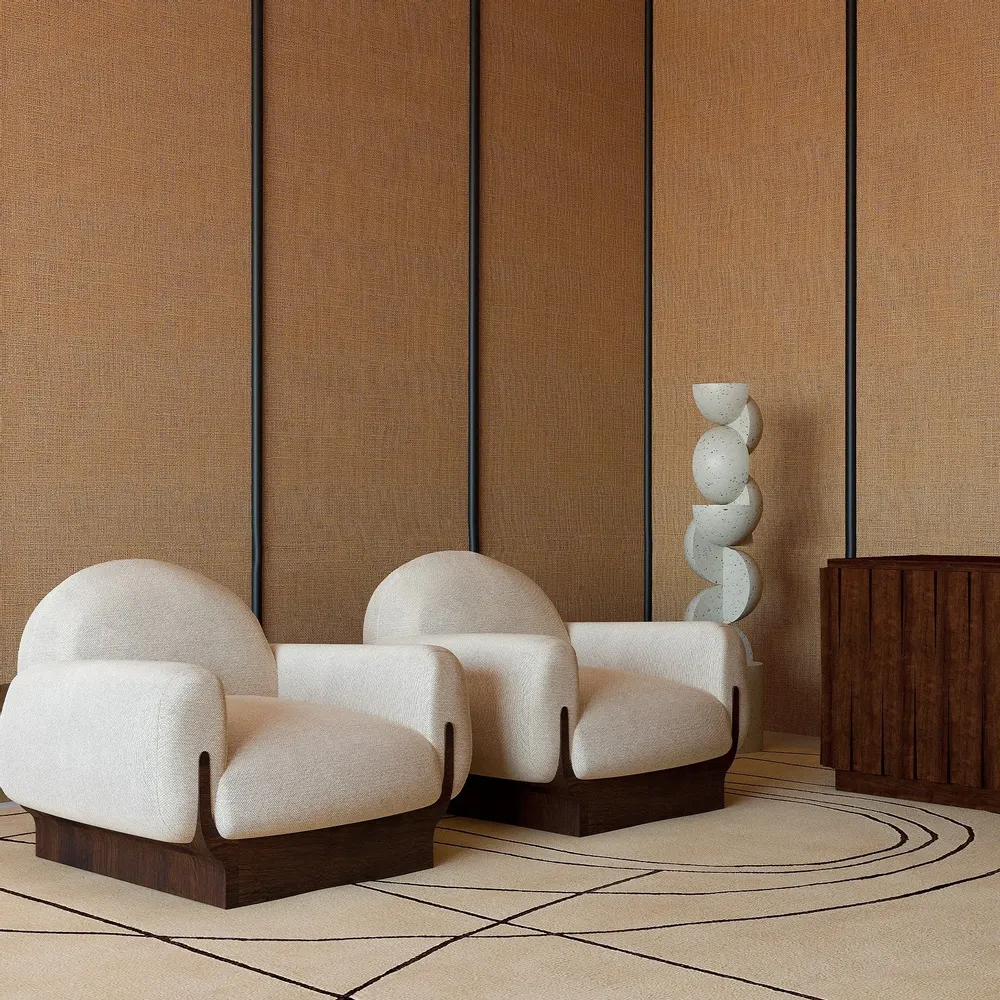 Sofas for hospitalities & contracts - COPACABANA Armchair upholstered COM Option - Natural Oak Base - DUISTT