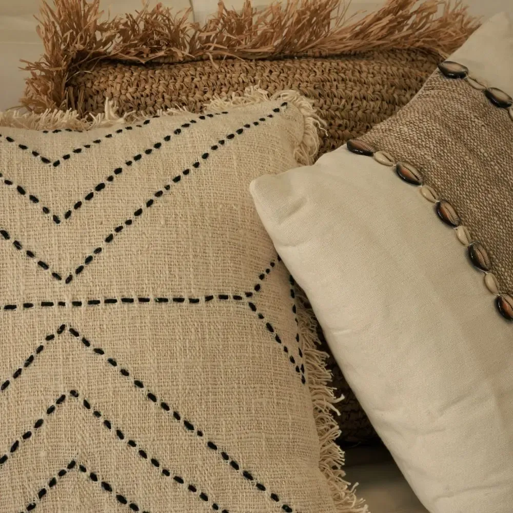 Coussins textile - Coussin coquillages en textile naturel - DESIGN TRIP
