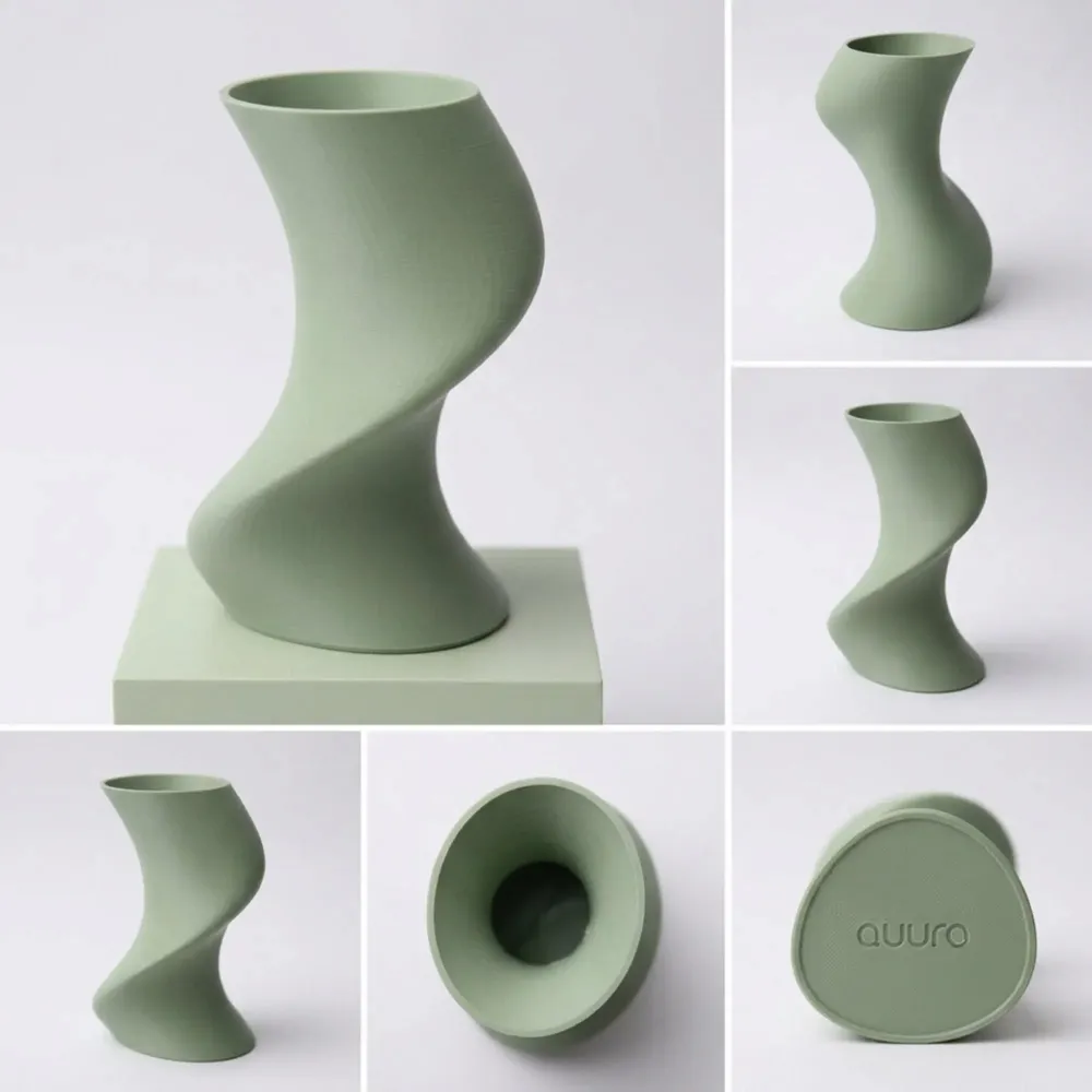 Aménagements pour bureau - Vase imprimé en 3D « BAILE » | Vert sauge - AUURA