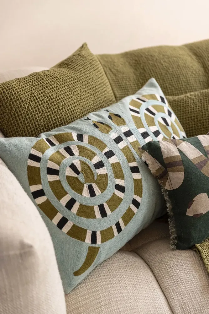 Cushions - Embroidered Cushion Yoka Ciel 40 X 65 - MAISON VIVARAISE - SDE VIVARAISE WINKLER